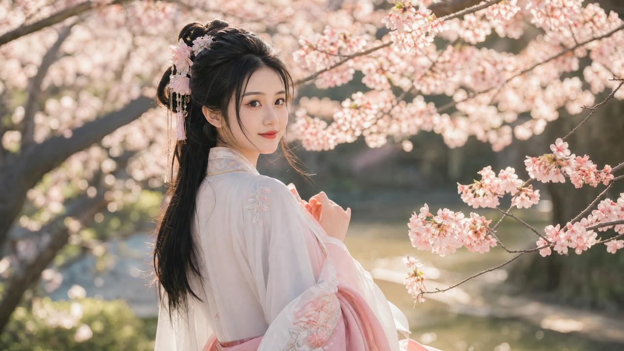 吃瓜-吃瓜传媒演示：春日汉服写真·古风与樱花的邂逅